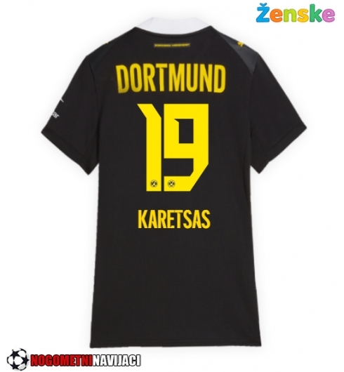 Ženske Nogometnih dresov Borussia Dortmund Konstantinos Karetsas #19 Gostujoči 2026-27 Kratki rokavi Ženske Nogometnih dresov Borussia Dortmund Konstantinos Karetsas #19 Gostujoči 2026-27 Kratki rokavi